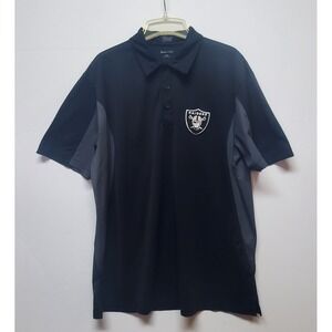 Oakland Raiders Black Team Logo Collared Dri-Fit Polo‎ Shirt Mens XL